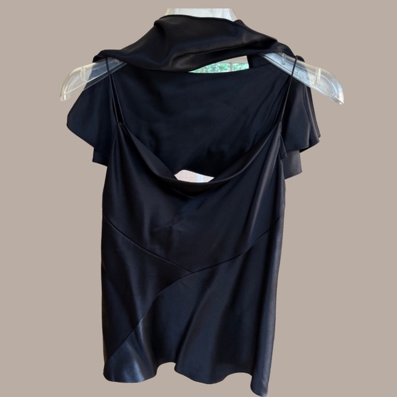 PETER SOM 100% Silk Black Strap Caplet Blouse 4 - Picture 2 of 5